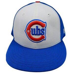 New Era 59FIFTY Chicago Cubs MLB Fitted Hat 7 3/4 Royal Blue White Flat Bill